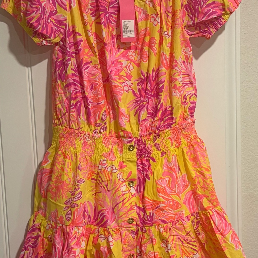 Lilly Pulitzer Pink and Orange Floral Dress (Romper) - Picture 3 of 8